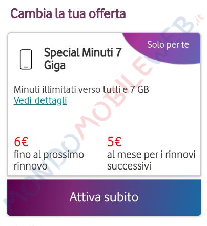 Vodafone Special Minuti 7 Giga
