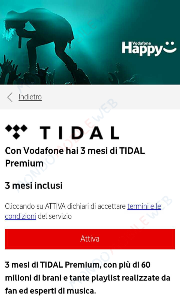 Tidal Vodafone Regalo