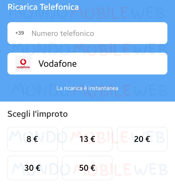 ricarica Vodafone