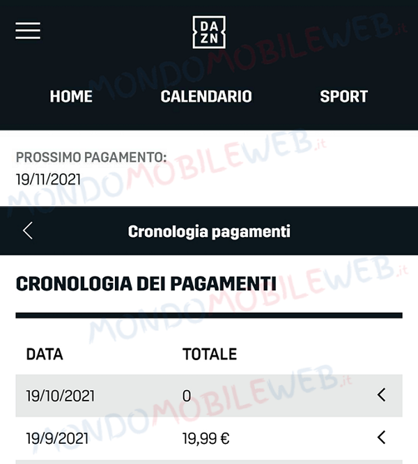 DAZN mese gratis